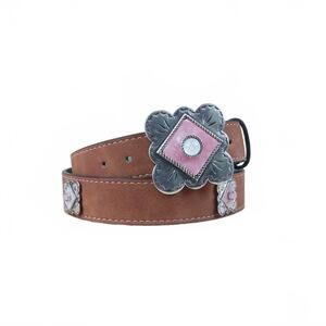 NEW CATCHFLY girl's concho belt in brown/pink